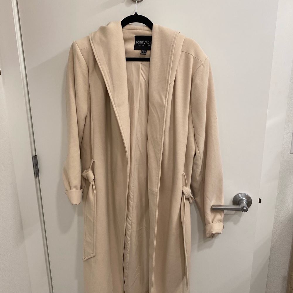 Forever 21+ tie waist coat with hood